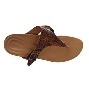 Aetrex Rita Womens Brown Snake Animal Print Orthotic Thong Sandals Size 10